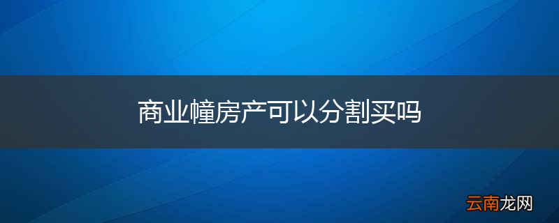 商业幢房产可以分割买吗