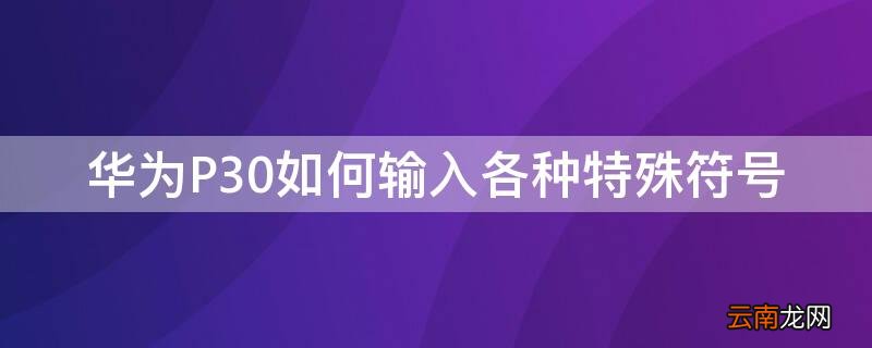 华为p30如何输入各种特殊符号 华为P30如何输入各种特殊符号