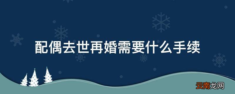 配偶去世再婚需要什么手续