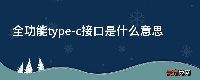 全功能type-c接口是什么意思