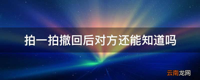 拍一拍撤回后对方还能知道吗
