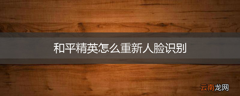 和平精英怎么重新人脸识别