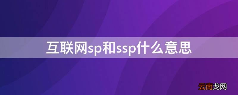 互联网 sp ssp 互联网sp和ssp什么意思