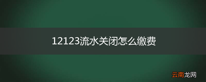 12123流水关闭怎么缴费