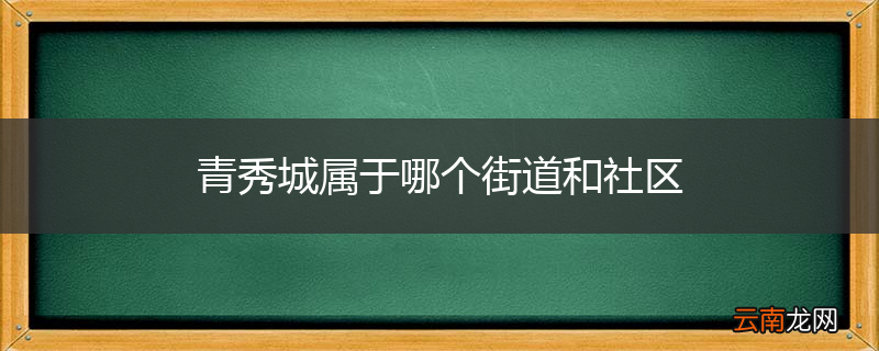 青秀城属于哪个街道和社区