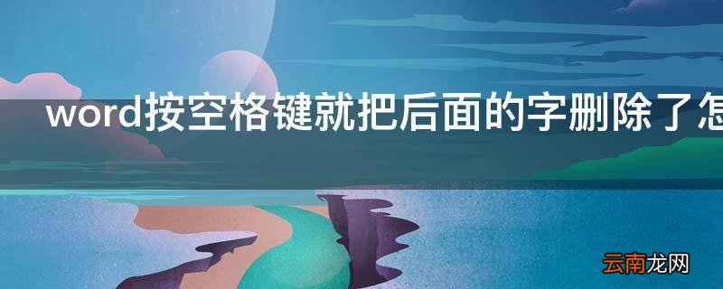 word按空格键就把后面的字删除了怎么办