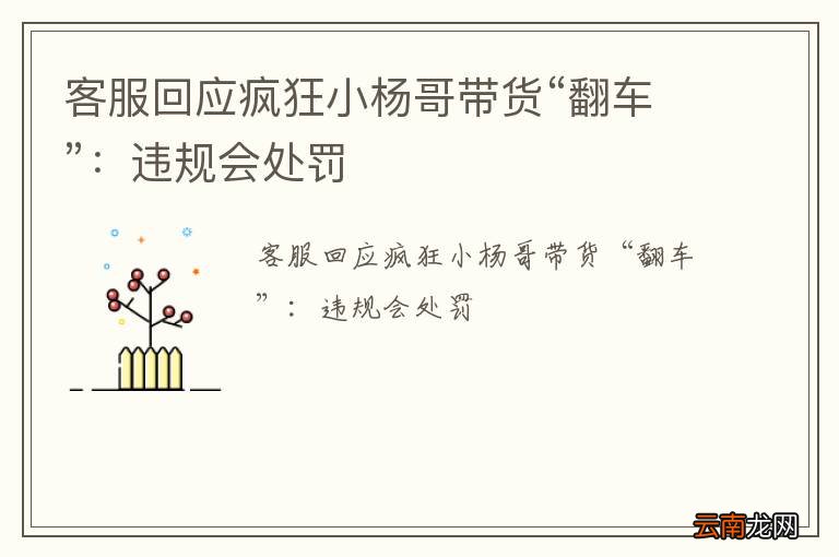 客服回应疯狂小杨哥带货“翻车”：违规会处罚