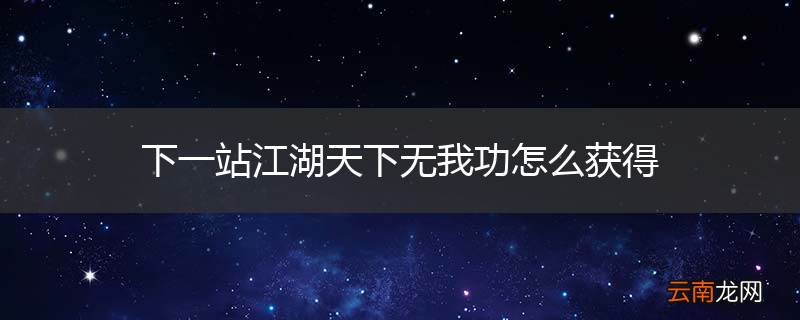 下一站江湖天下无我功怎么获得