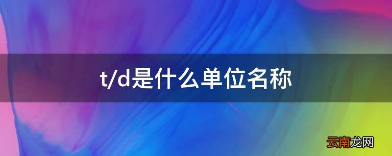 t/d是什么单位名称