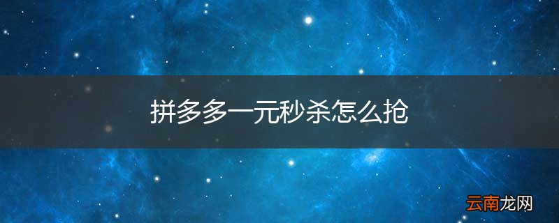 拼多多一元秒杀怎么抢
