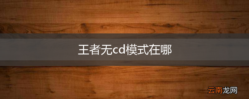 王者无cd模式在哪