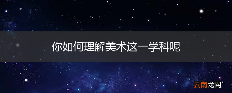 你如何理解美术这一学科呢