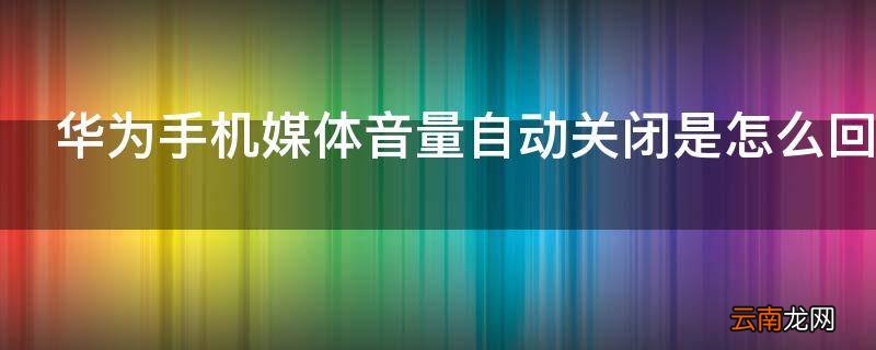 华为手机媒体音量自动关闭是怎么回事