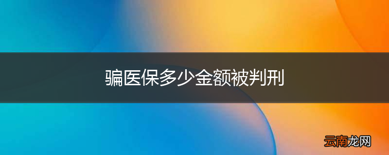 骗医保多少金额被判刑