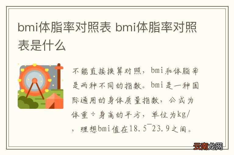 bmi体脂率对照表 bmi体脂率对照表是什么