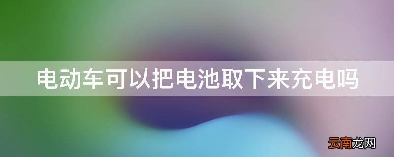 电动车可以把电池取下来充电吗