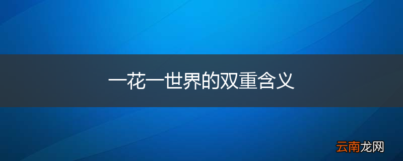一花一世界的双重含义