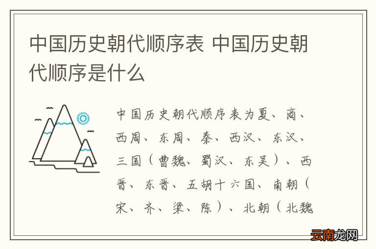 中国历史朝代顺序表 中国历史朝代顺序是什么