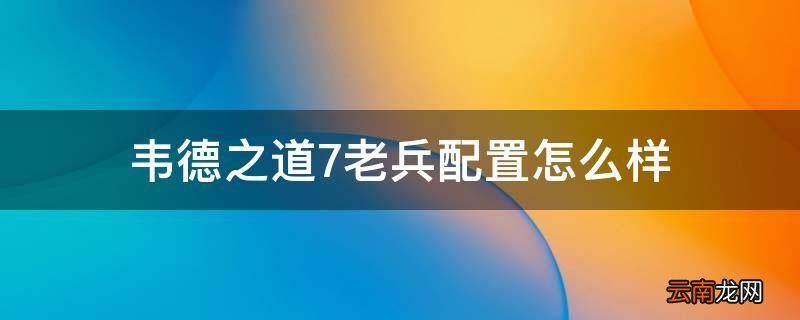 韦德之道7老兵配置怎么样