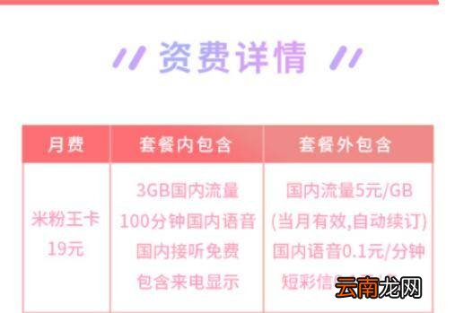 19元米粉王卡免流范围