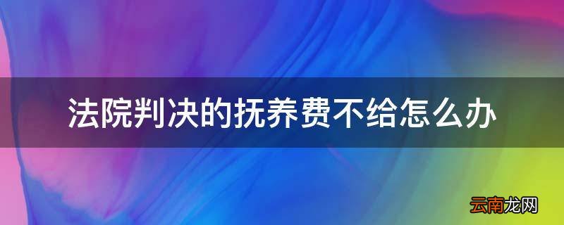 法院判决的抚养费不给怎么办