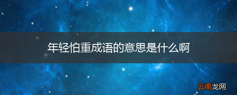 年轻怕重成语的意思是什么啊