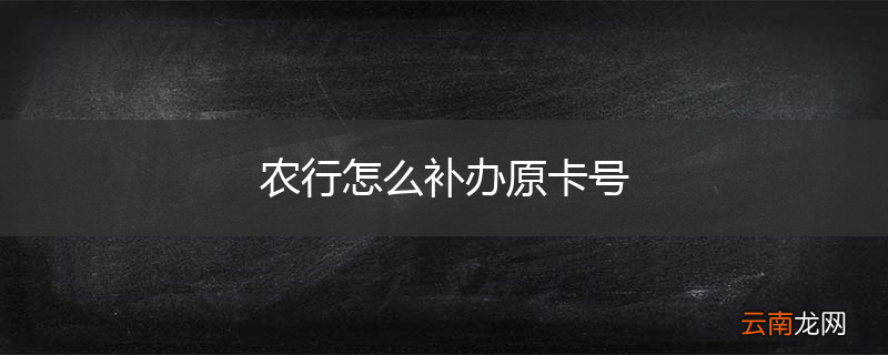 农行怎么补办原卡号
