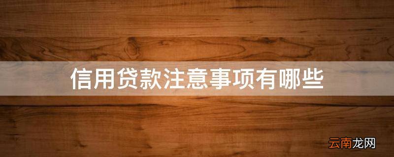 信用贷款注意事项有哪些
