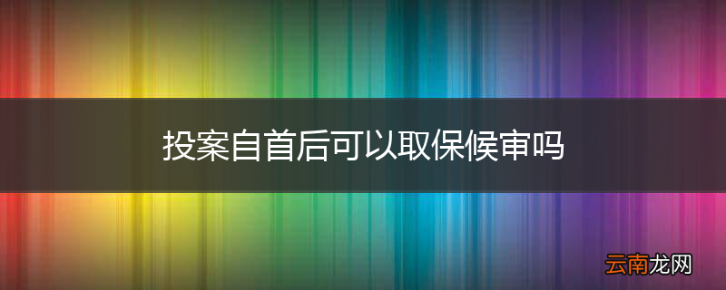 投案自首后可以取保候审吗