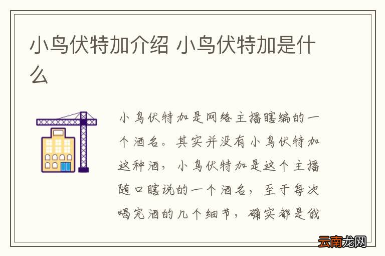 小鸟伏特加介绍 小鸟伏特加是什么