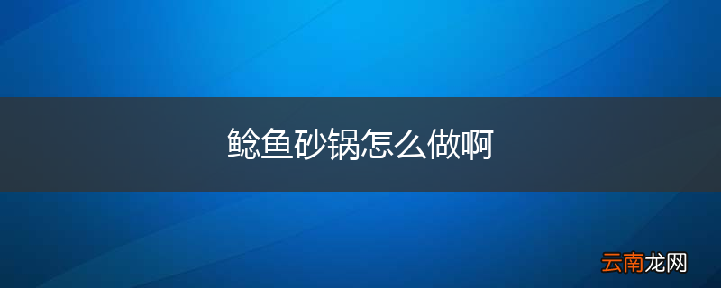 鲶鱼砂锅怎么做啊