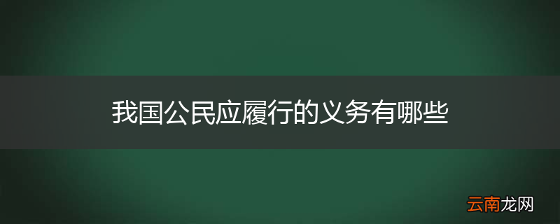 我国公民应履行的义务有哪些