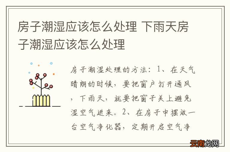 房子潮湿应该怎么处理 下雨天房子潮湿应该怎么处理