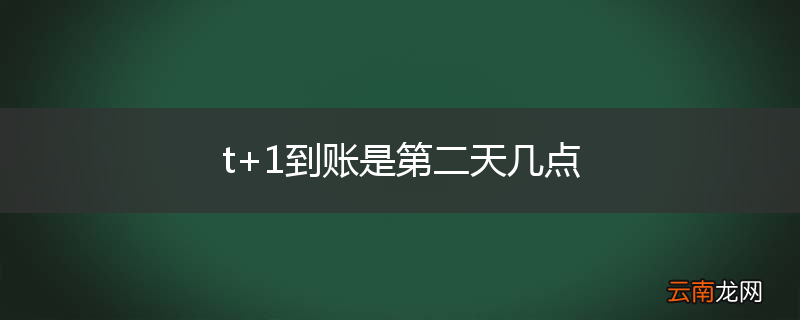 t+1到账是第二天几点