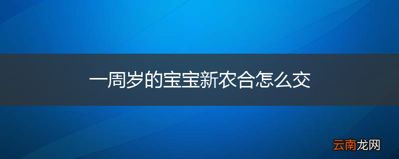 一周岁的宝宝新农合怎么交
