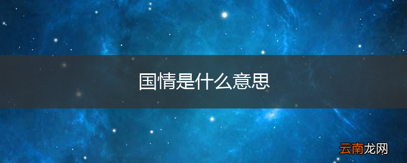 国情是什么意思
