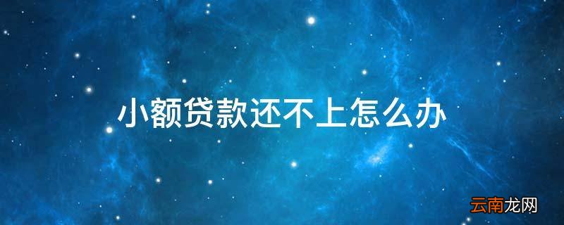 小额贷款还不上怎么办