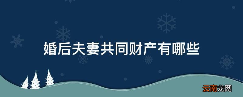 婚后夫妻共同财产有哪些