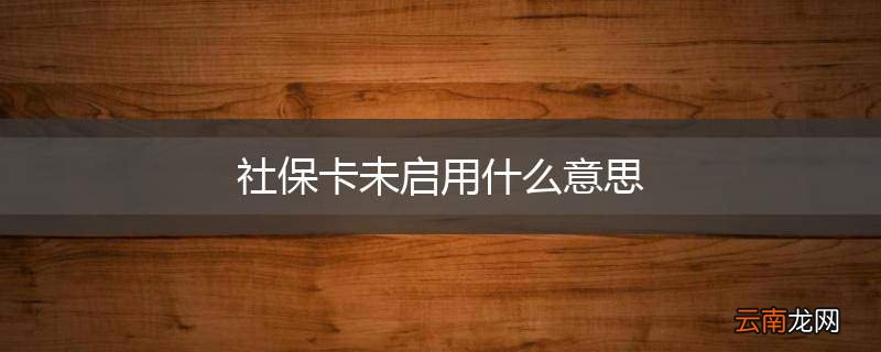 社保卡未启用什么意思