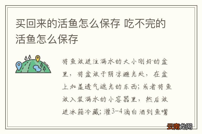买回来的活鱼怎么保存 吃不完的活鱼怎么保存