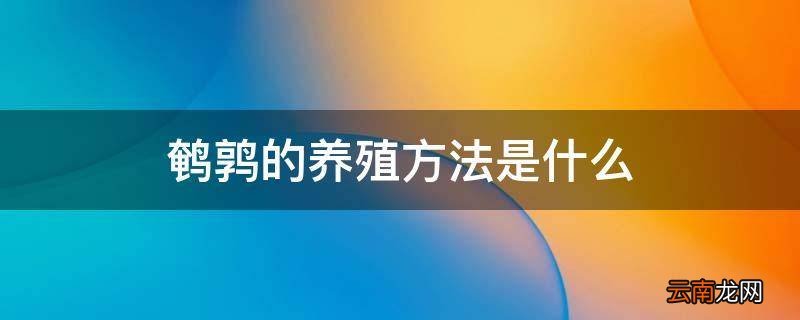 鹌鹑的养殖方法是什么