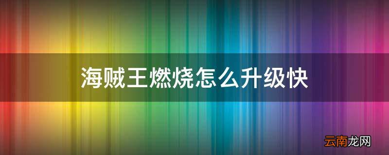 海贼王燃烧怎么升级快