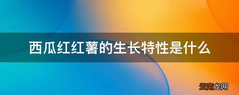 西瓜红红薯的生长特性是什么