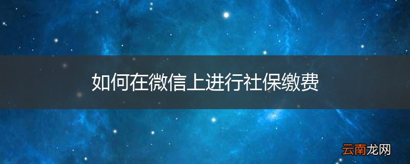 如何在微信上进行社保缴费