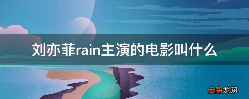 刘亦菲rain主演的电影叫什么