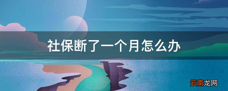 社保断了一个月怎么办