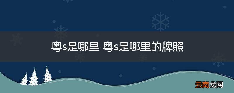 粤s是哪里 粤s是哪里的牌照
