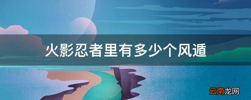 火影忍者里有多少个风遁