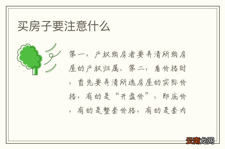 买房子要注意什么