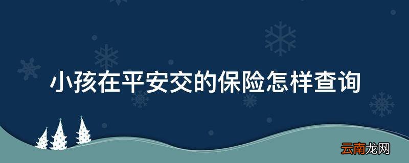 小孩在平安交的保险怎样查询